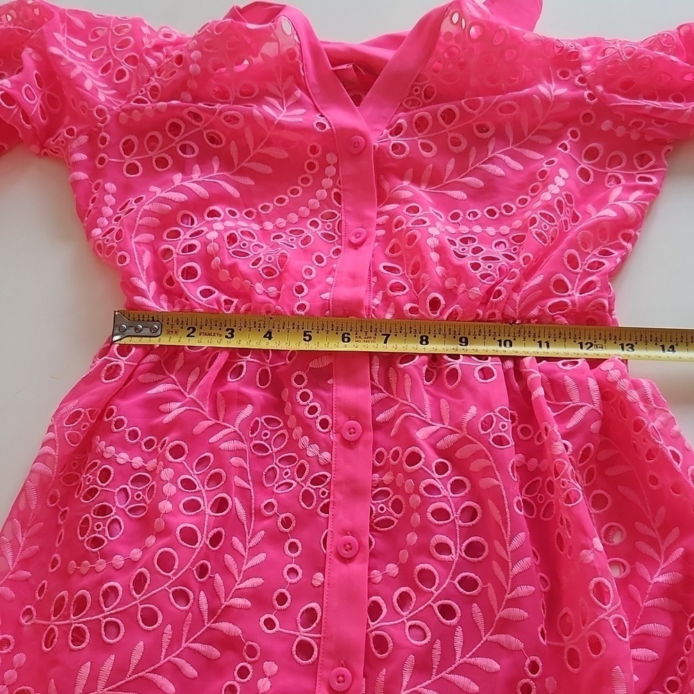 Lilly Pulitzer Amrita Maxi Shirt Dress Hot pink eyelet size 00 010634 - Picture 12 of 12